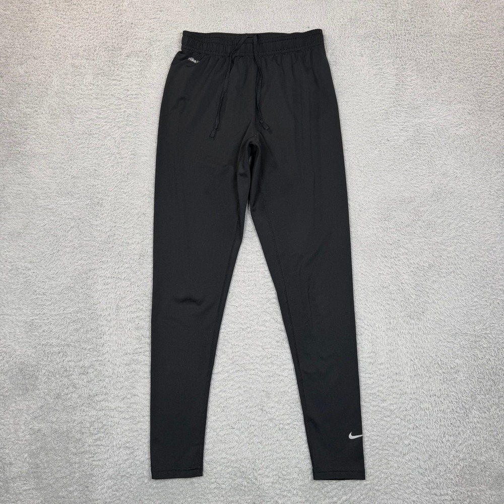 Nike Fit Dry Mens Black Athletic Leggings Slim Fit Running Pants Size L